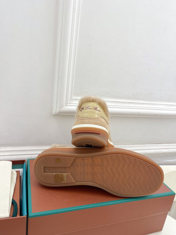LP Tennis Walk Sneaker In Light Brown Suede Lined With Wool Fleece 988272