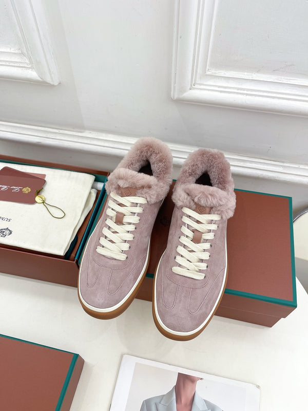 LP Tennis Walk Sneaker In Taro Purple Suede Lined With Wool Fleece 988270