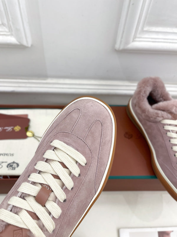 LP Tennis Walk Sneaker In Taro Purple Suede Lined With Wool Fleece 988270