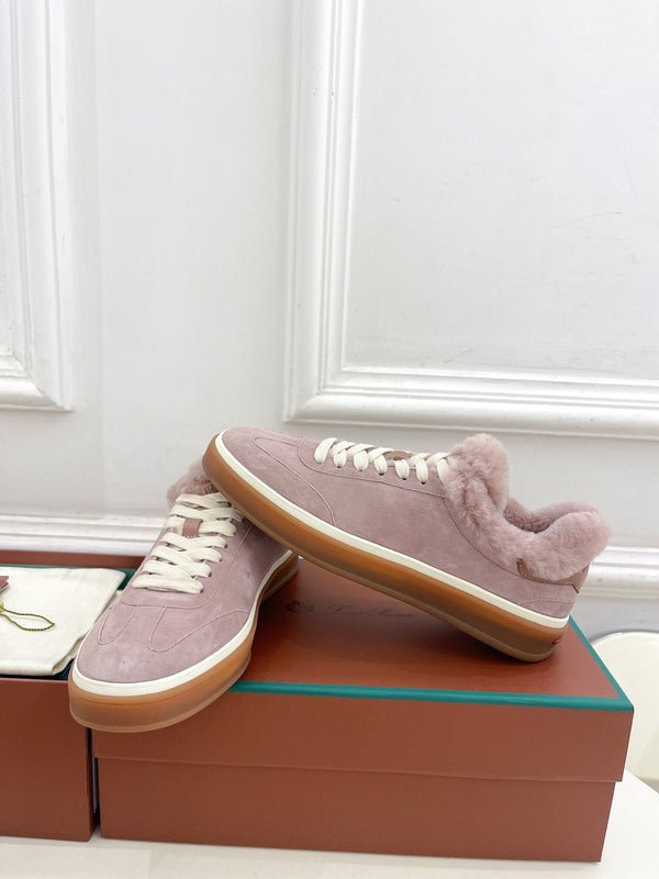 LP Tennis Walk Sneaker In Taro Purple Suede Lined With Wool Fleece 988270