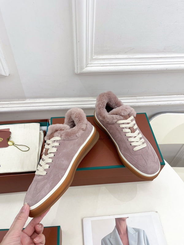 LP Tennis Walk Sneaker In Taro Purple Suede Lined With Wool Fleece 988270