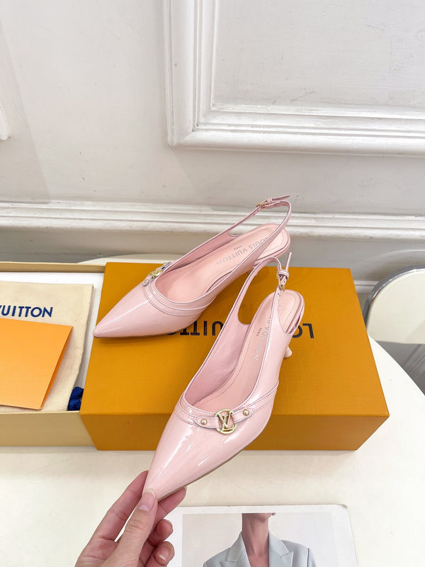 SLINGBACKS ALTI 5 CM IN PELLE DI VITELLO ROSA CONTORNO