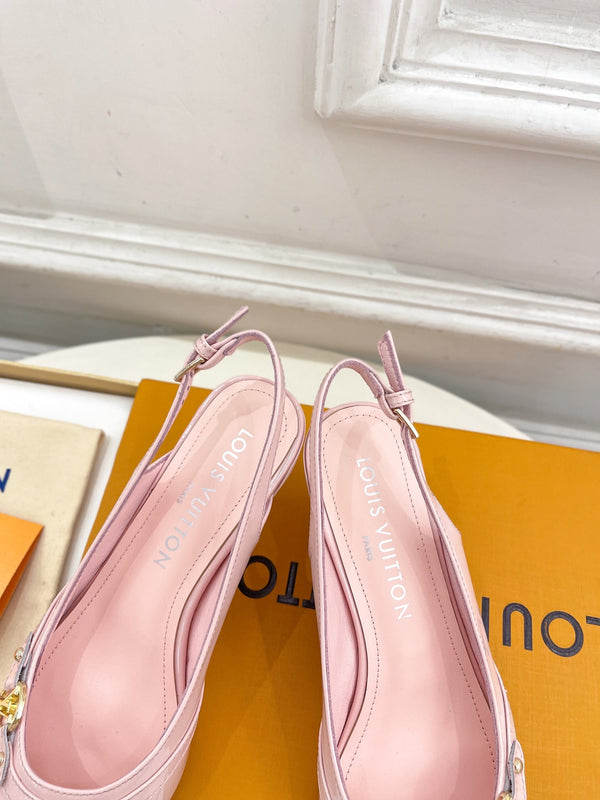 SLINGBACKS ALTI 5 CM IN PELLE DI VITELLO ROSA CONTORNO