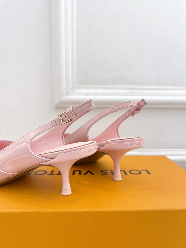 SLINGBACKS ALTI 5 CM IN PELLE DI VITELLO ROSA CONTORNO