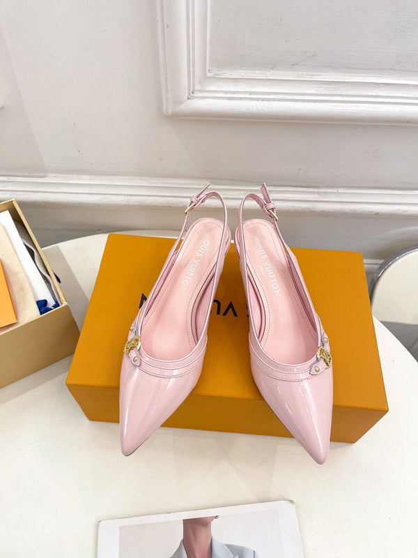 SLINGBACKS ALTI 5 CM IN PELLE DI VITELLO ROSA CONTORNO