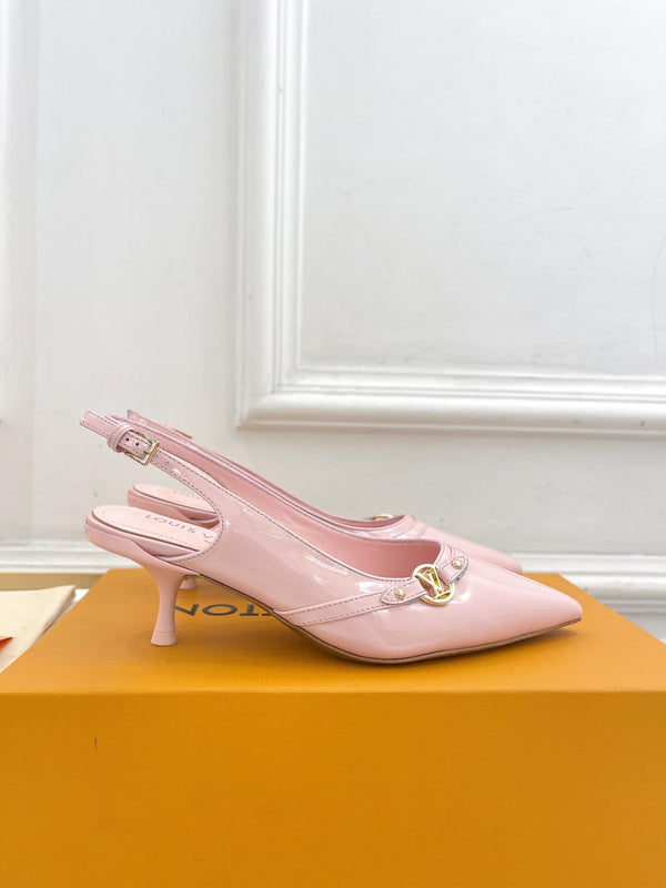 SLINGBACKS ALTI 5 CM IN PELLE DI VITELLO ROSA CONTORNO