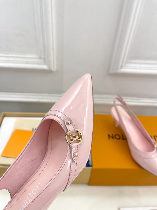 SLINGBACKS ALTI 5 CM IN PELLE DI VITELLO ROSA CONTORNO