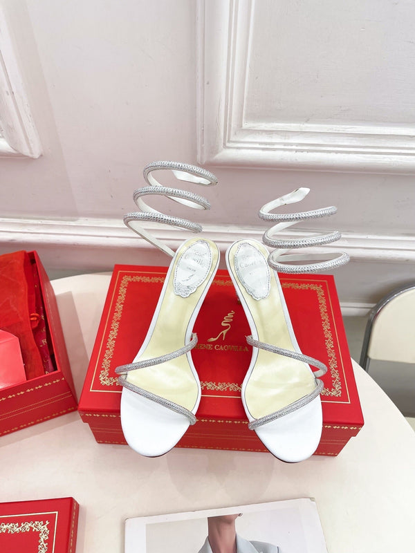 RC 25 Crystal Diamond Snake-Shaped High-Heeled White Silk Rhinestones 253543