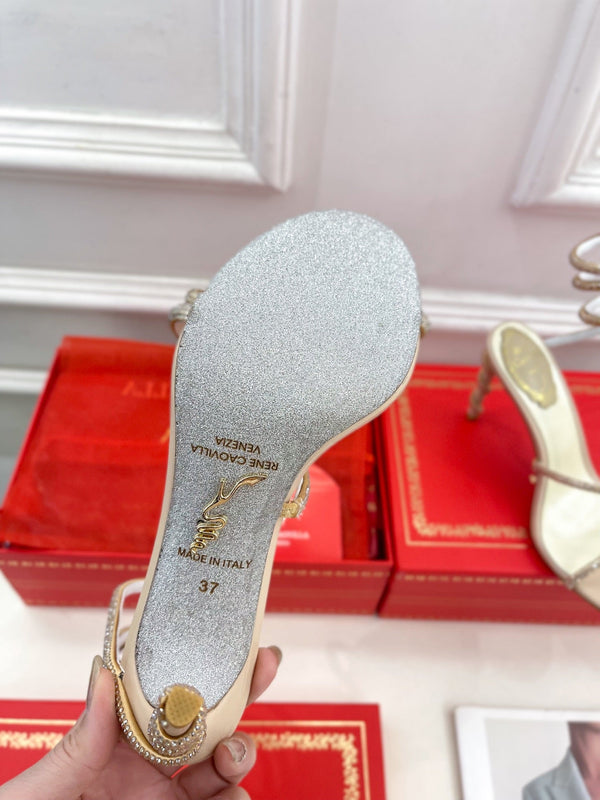 RC 25 Crystal Diamond Snake-Shaped High-Heeled Pink Nude Silk Rhinestones 253545