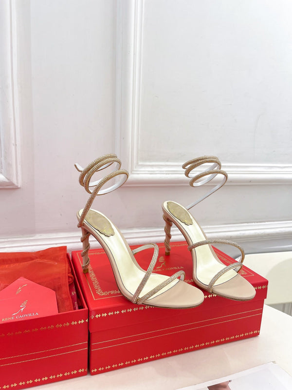 RC 25 Crystal Diamond Snake-Shaped High-Heeled Pink Nude Silk Rhinestones 253545