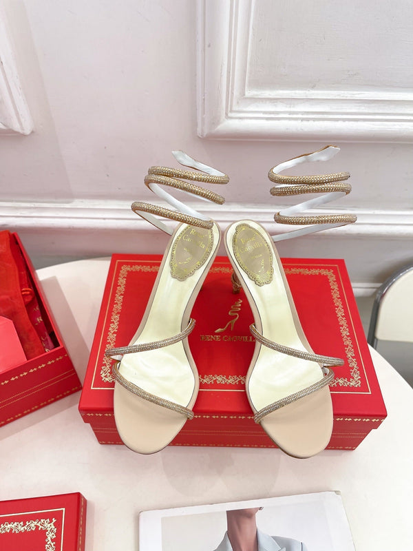 RC 25 Crystal Diamond Snake-Shaped High-Heeled Pink Nude Silk Rhinestones 253545