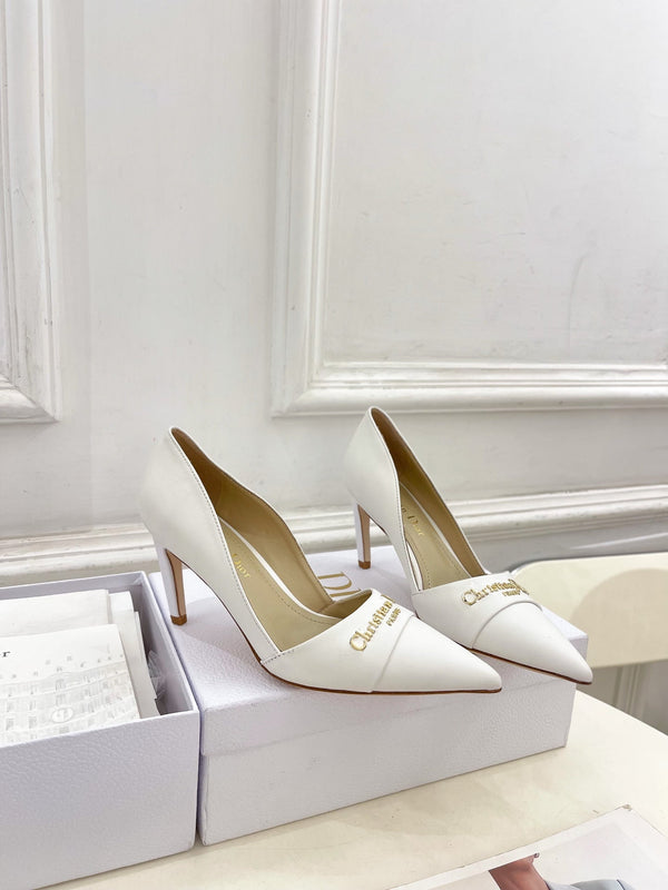 CD 25 Pump High Heels White Calfskin 307421