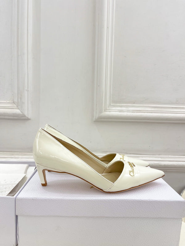 CD 25 Pump High Heels White Patent Leather 307418