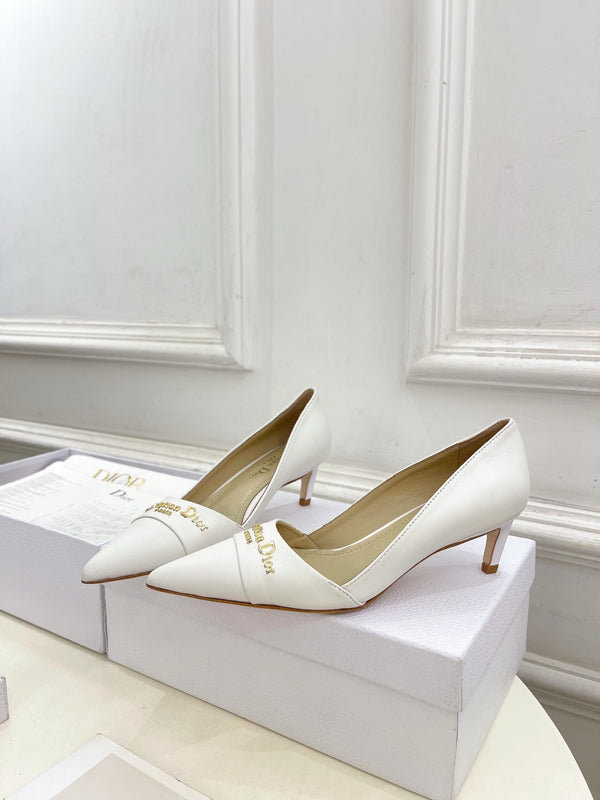 CD 25 Pump High Heels White Calfskin 307421