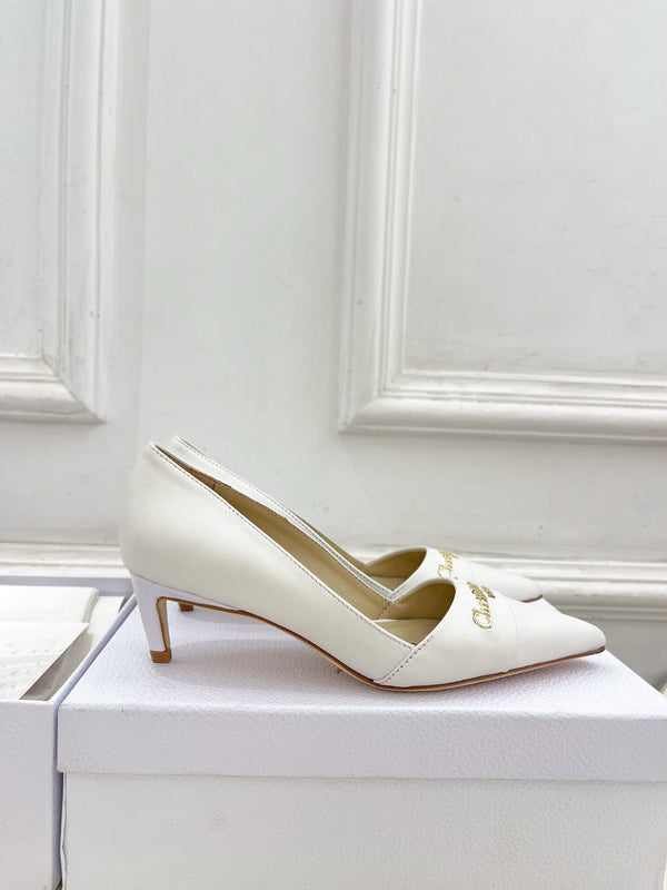 CD 25 Pump High Heels White Calfskin 307421