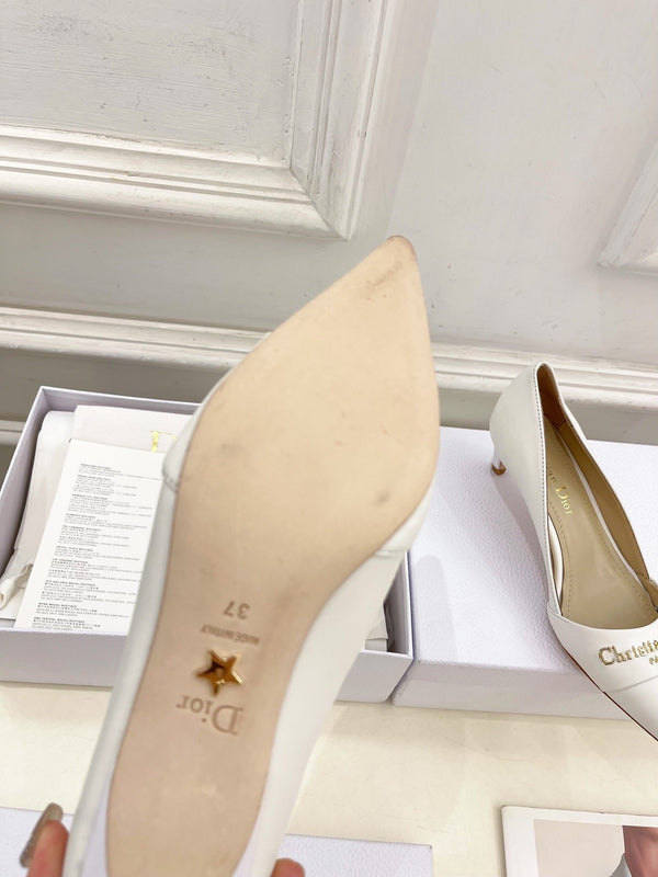 CD 25 Pump High Heels White Calfskin 307421