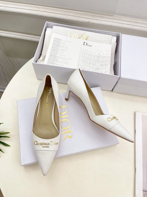CD 25 Pump High Heels White Calfskin 307421