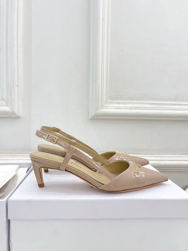 CD 25 Slingback Heel Pink Nude Patent Leather 307435