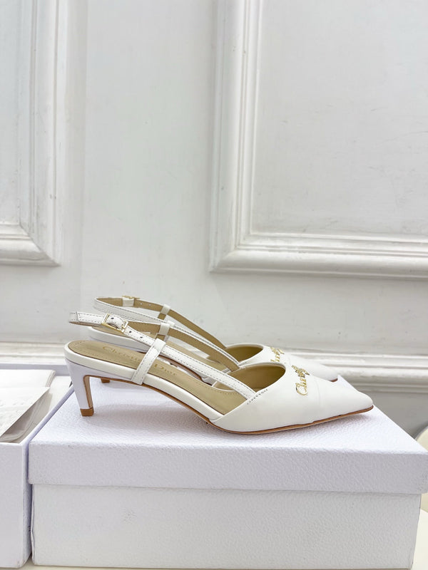 CD 25 Slingback Heel White Leather 307437