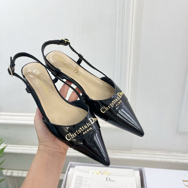 CD 25 Slingback Flat Black Patent Leather 307438