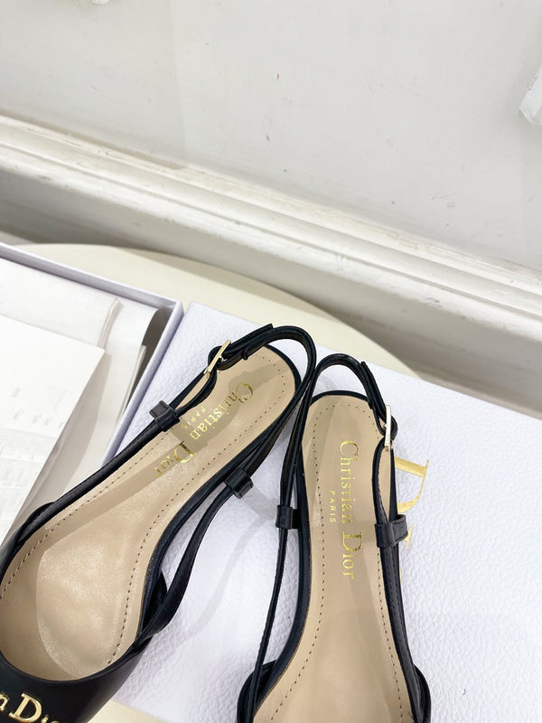 CD 25 Slingback Flat Black Calfskin 307441