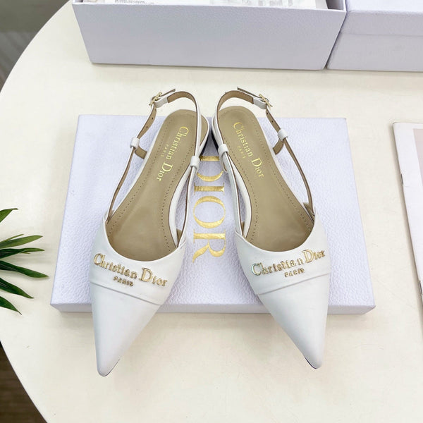 CD 25 Slingback Flat White Calfskin 307442
