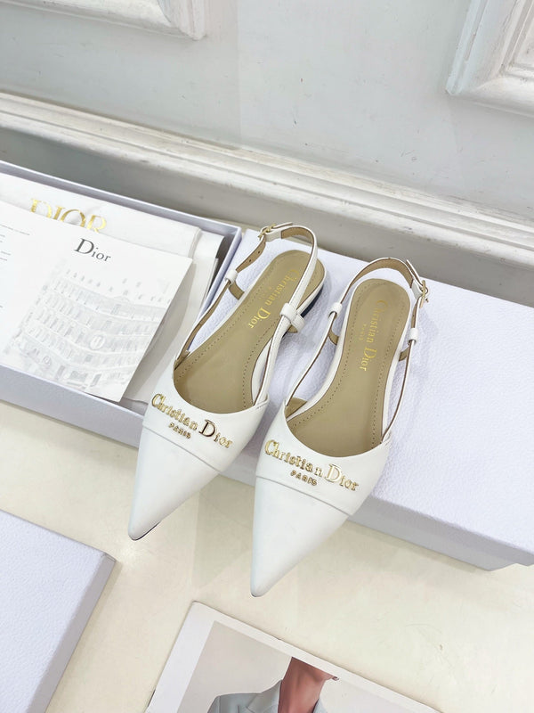 CD 25 Slingback Flat White Calfskin 307442