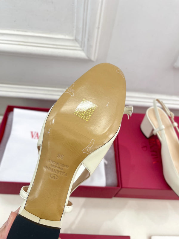 Valet Du Roi Slingback Pumps 60mm White Tan Goatskin 307479