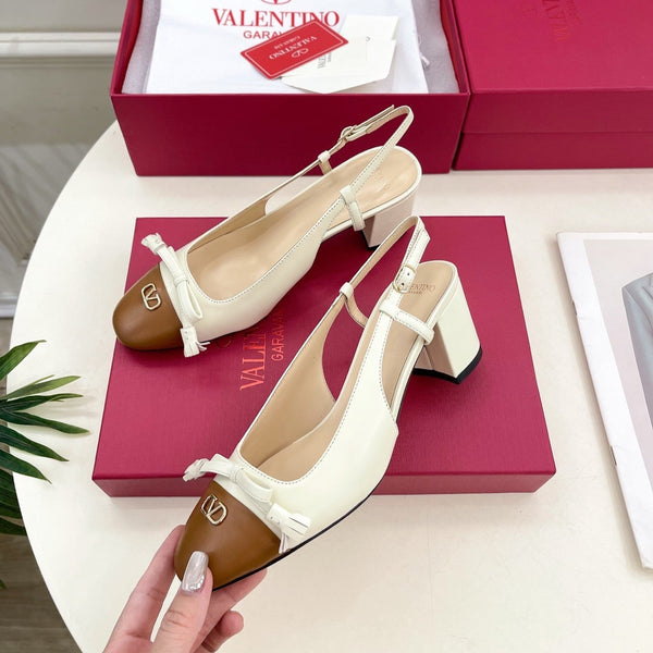 Valet Du Roi Slingback Pumps 60mm White Tan Goatskin 307479