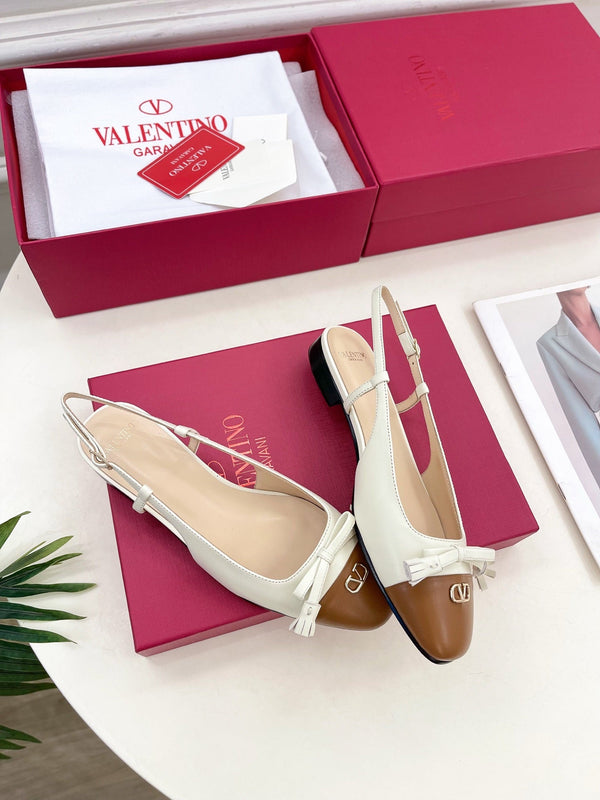 Valet Du Roi Slingback Pumps 20mm White Tan Goatskin 307482