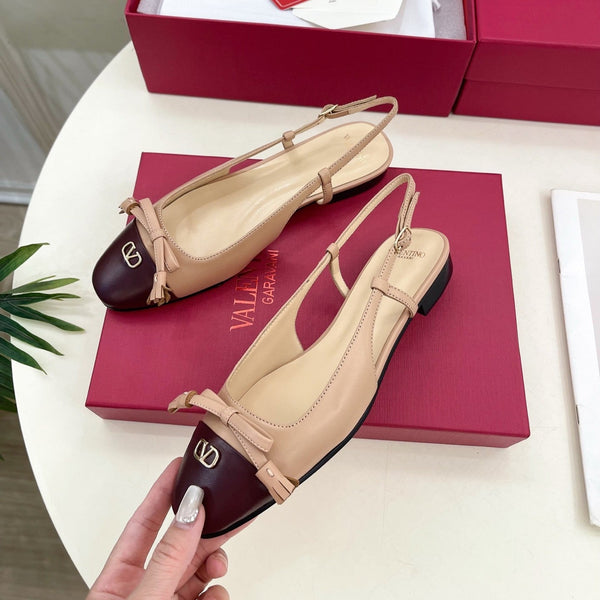 Valet Du Roi Slingback Pumps 20mm Beige Burgundy Goatskin 307483