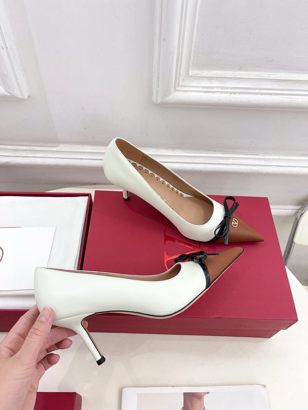 VT 25 Bepointy Pump 4.5cm White Brown Lambskin 325524
