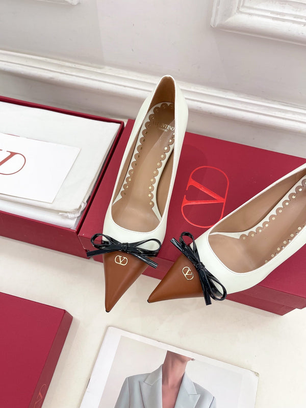 VT 25 Bepointy Pump 4.5cm White Brown Lambskin 325524