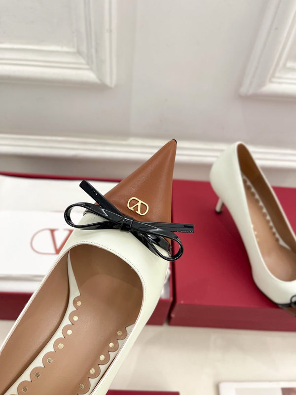 VT 25 Bepointy Pump 4.5cm White Brown Lambskin 325524