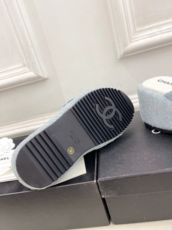 CC 25 Platform Slippers Blue Sheepskin 331006