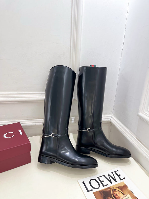 Gucci 25𝐬𝐬 horsebit long boots black calfskin 435381