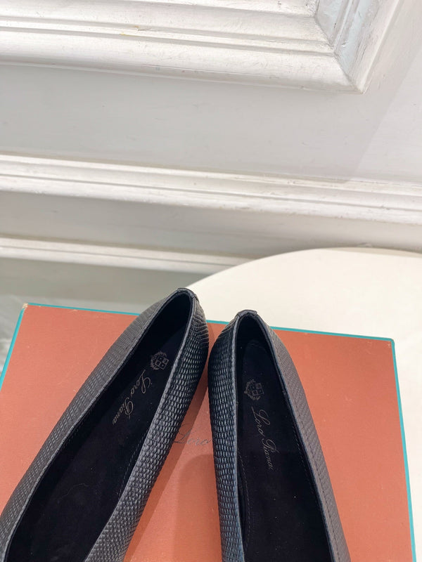 LP 26SS Ballerines en Serpent Noir 587579