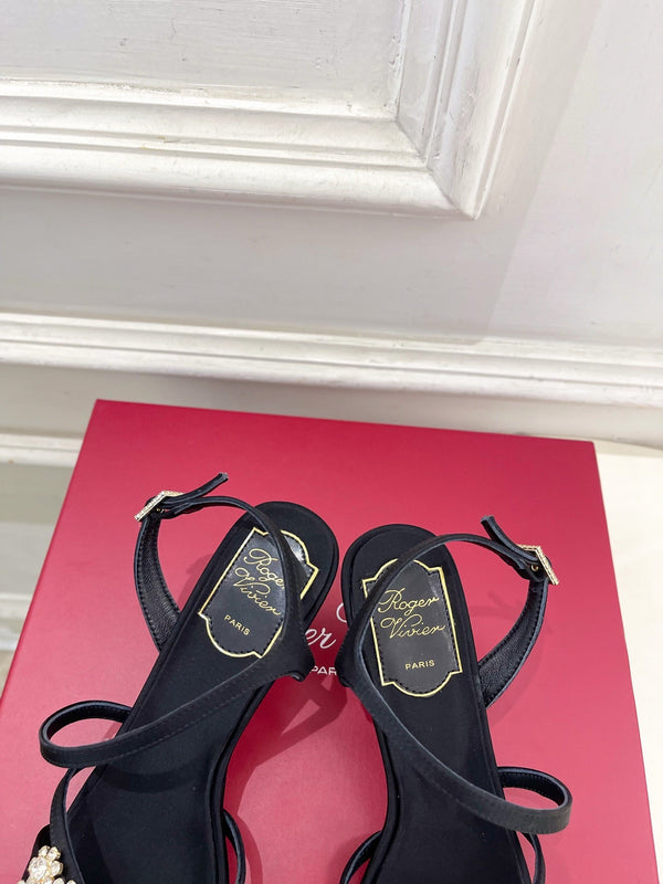 RV Efflorescence Sandals 6.5cm Black Satin 631969