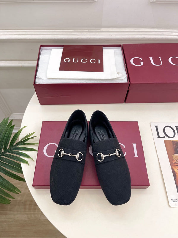 GG 26s Loafer With Horsebit Black Canvas 640285