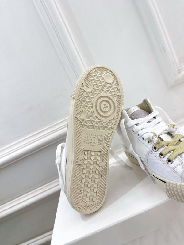 MM 26s New Evolution Mid-Top Sneakers Cream Canvas Calfskin 947483