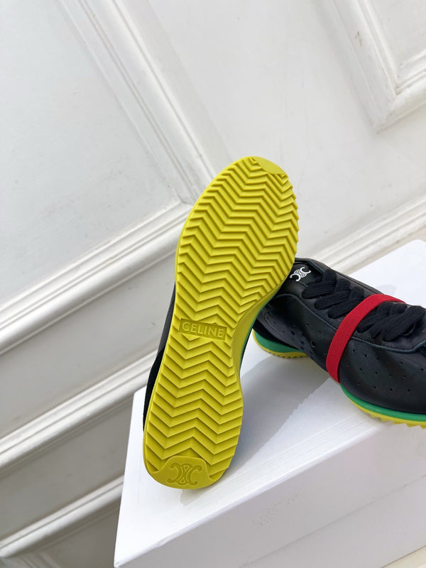 CE 26s Soft Sneaker Black Green Perforated Lambskin Suede 947586