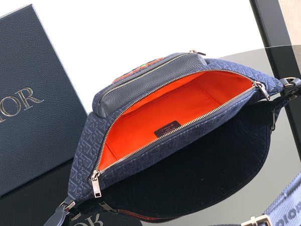 Dior Rider 2.0 Zipper Waist Bag Navy Blue Cowhide 336230