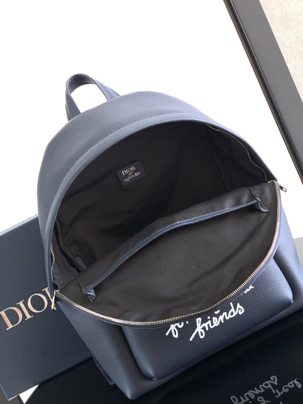 Zaino Dior Rider 2.0 con cerniera in pelle di vacchetta blu navy 336239