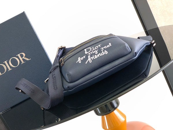 Sac banane zippé Dior Rider 2.0 en cuir de vachette bleu marine 336242