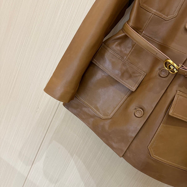 Gucci Jacket Brown Leather 276970