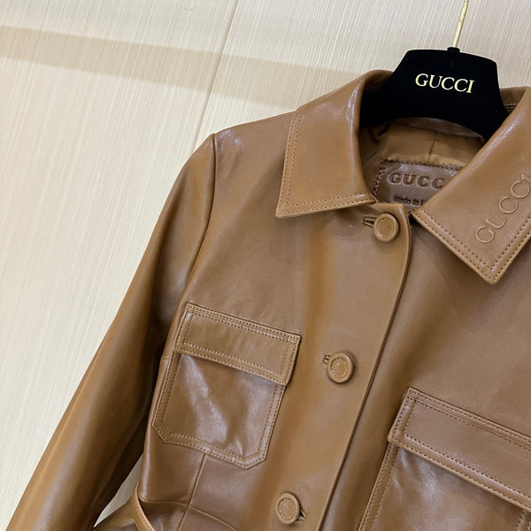 Gucci Jacket Brown Leather 276970