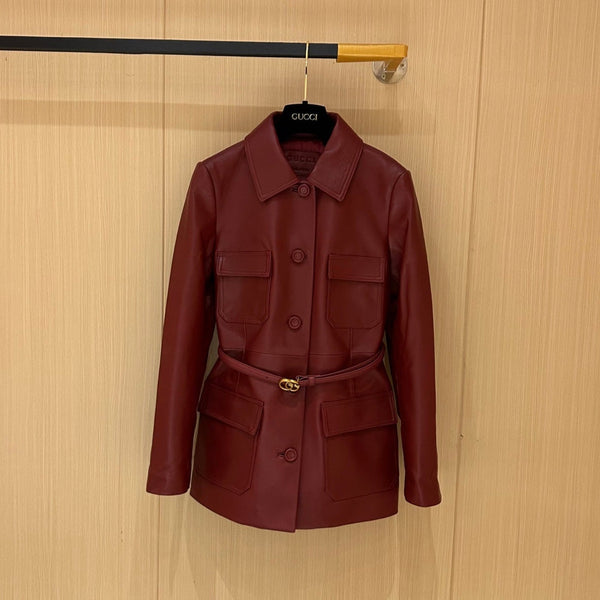 Gucci Jacket Red Leather 276984