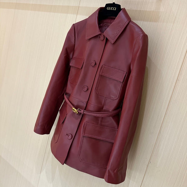 Gucci Jacket Red Leather 276984