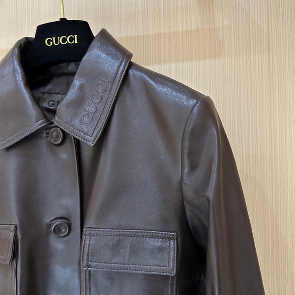 Gucci Jacket Brown Chocolate Leather 276991