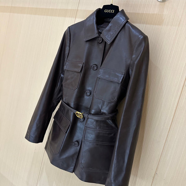 Gucci Jacket Brown Chocolate Leather 276991
